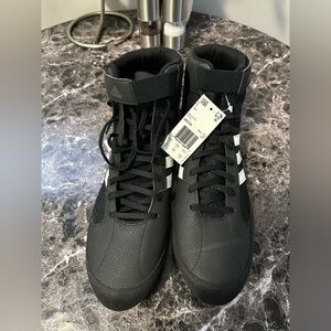 Adidas Black High-Top Sneakers with White Stripes